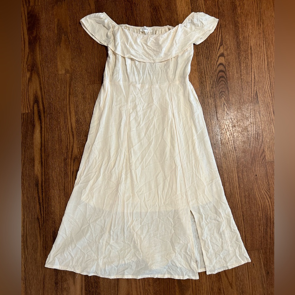 Lucky brand, whisper white off the shoulder midi dress, Size M